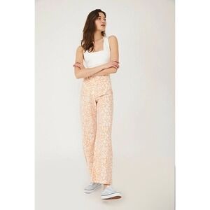 Free People Love So Right Wide Leg Pants Peach Floral Size 8 Boho Coastal Resort